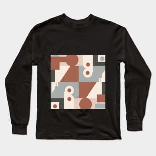 Classic Geometric Wallpaper: Abstract Shapes in Muted Earthy Hues. Long Sleeve T-Shirt